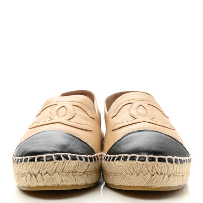 Chanel Lambskin CC Espadrilles 39 Beige Black 2 of 11