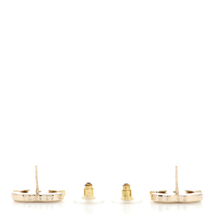 Chanel Enamel CC Earrings Gold White 3 of 6