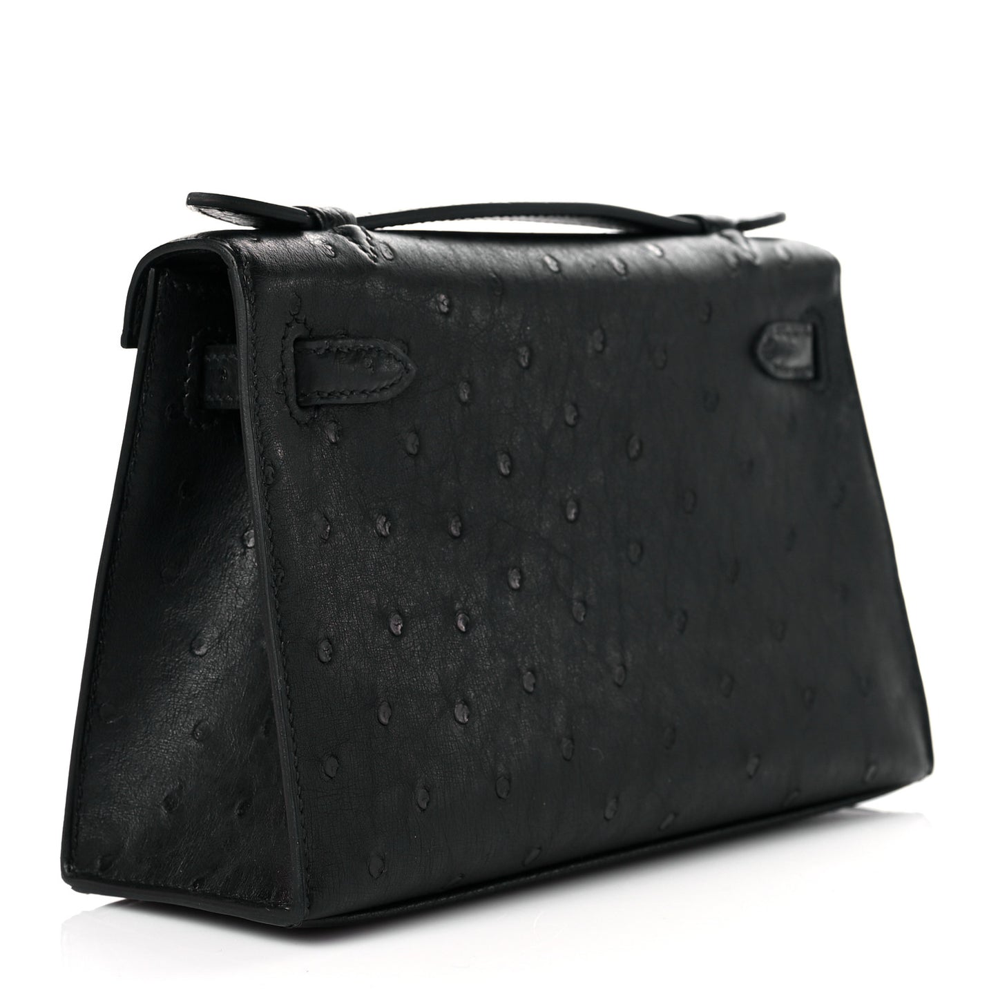 Ostrich Kelly Pochette Black