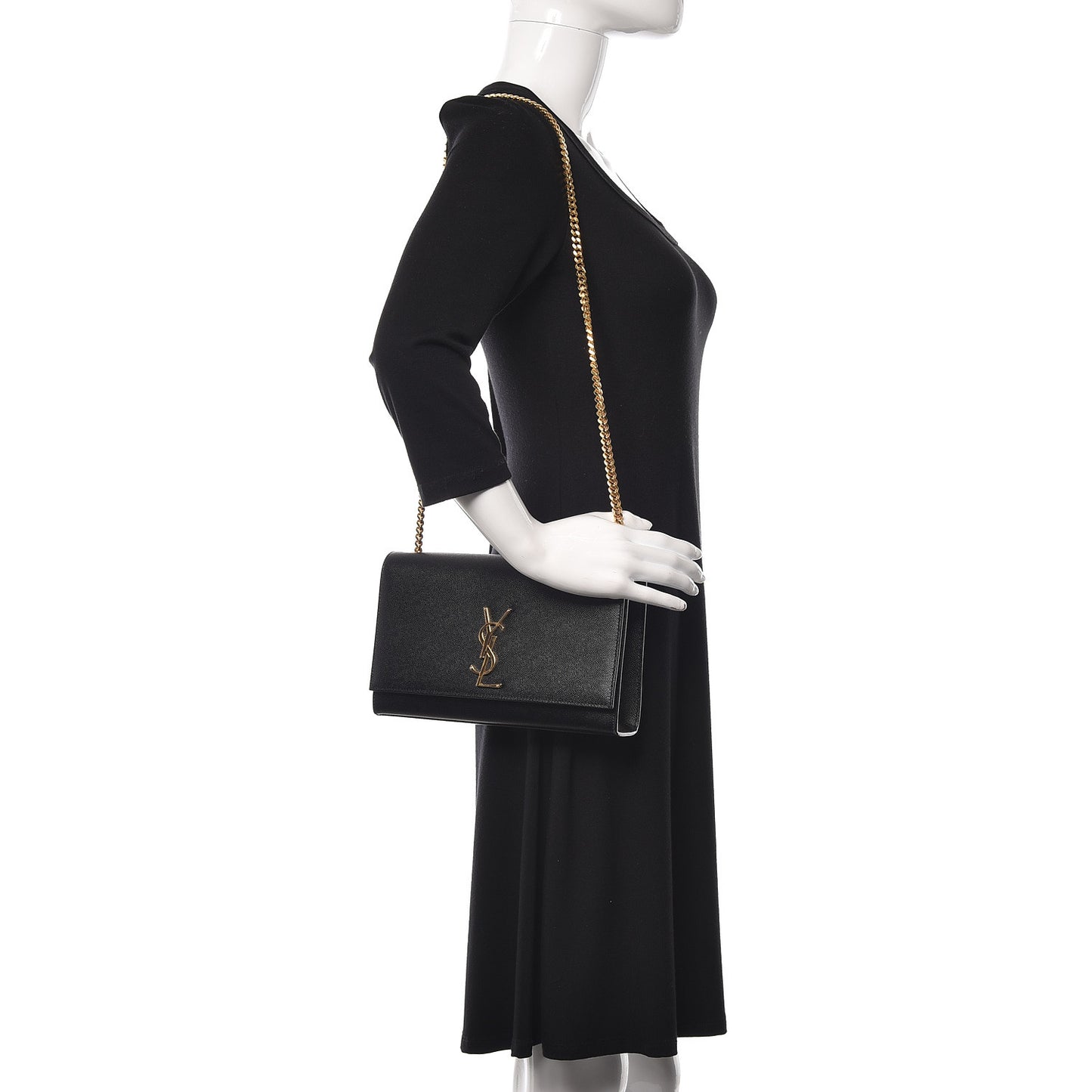 Grain De Poudre Medium Classic Monogram Kate Satchel Black