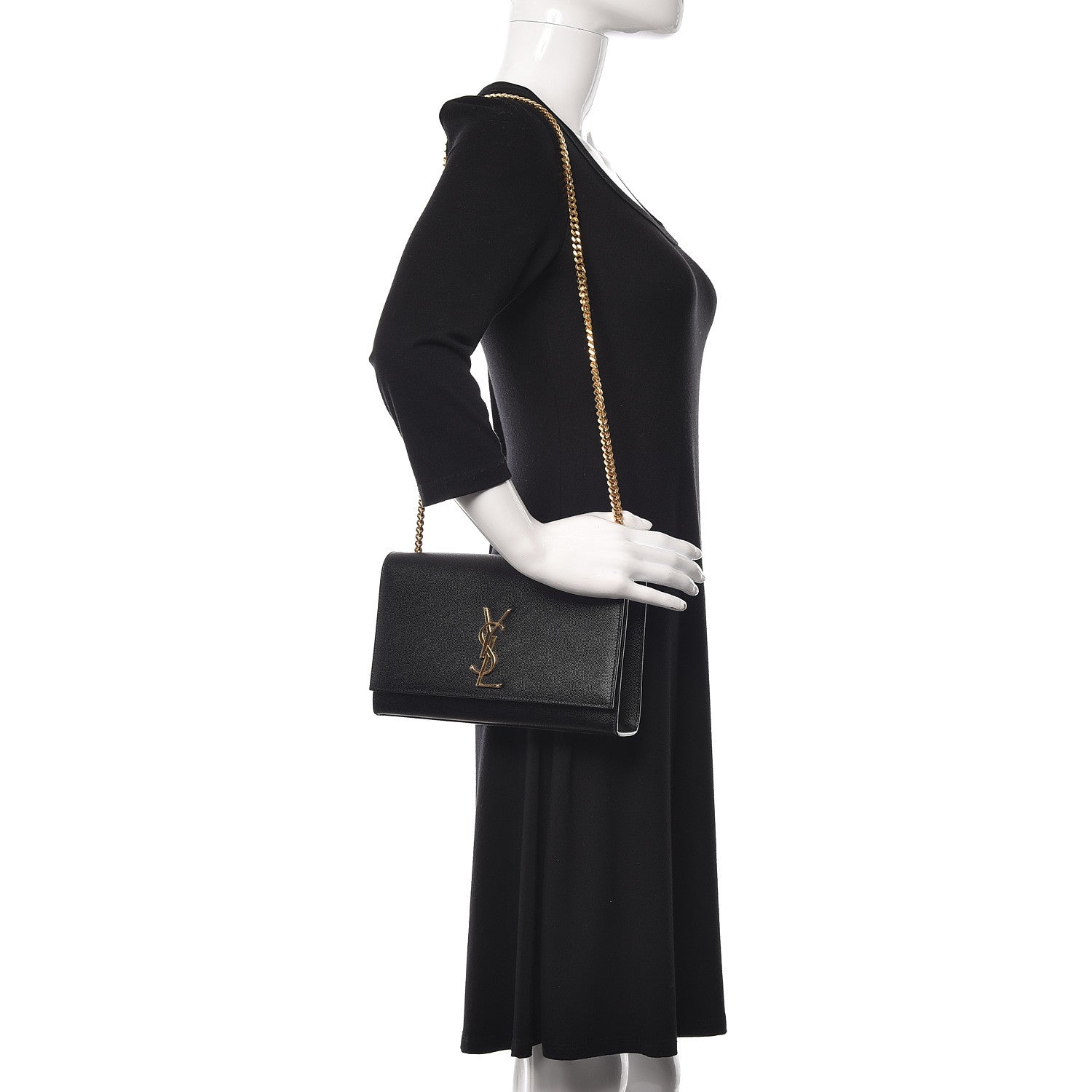 Saint Laurent Grain De Poudre Medium Classic Monogram Kate Satchel Black 2 of 10
