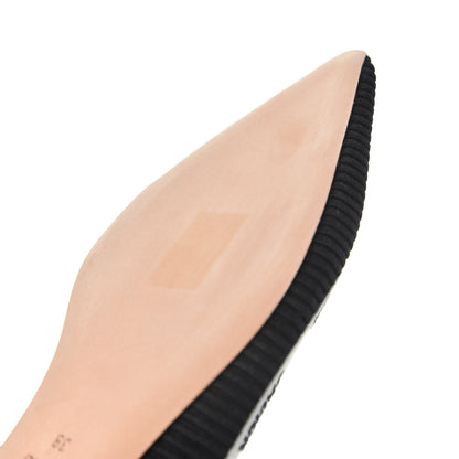 Christian Dior Fabric Ribbon Embroidered J'Adior Ballet Flats 38 Black 9 of 10
