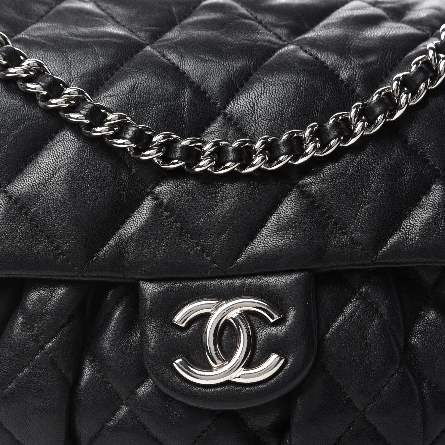 Chanel Washed Lambskin Quilted Mini Chain Around Flap Black 12 of 13