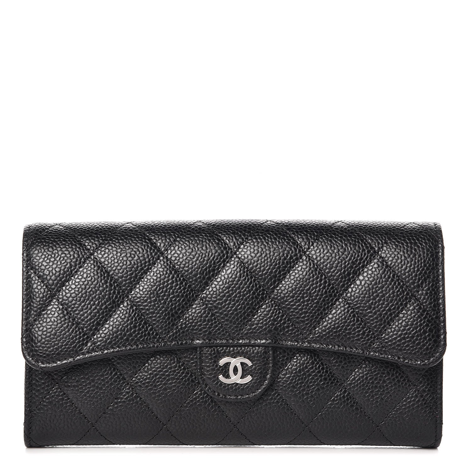 Chanel Caviar Quilted Large Gusset Flap Wallet Black 1 of 11