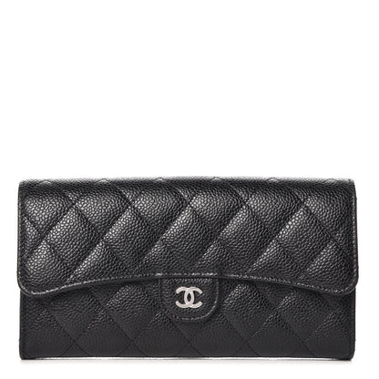 Chanel Caviar Quilted Large Gusset Flap Wallet Black 1 of 11