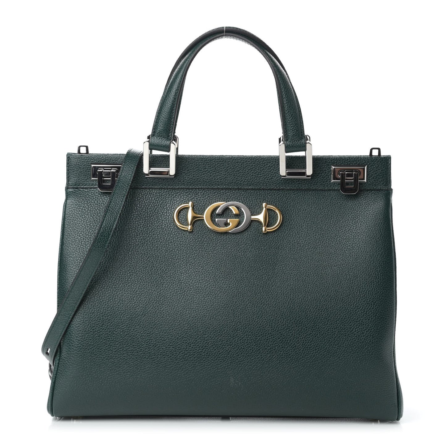 Grainy Calfskin Medium Zumi Top Handle Bag Vintage Green
