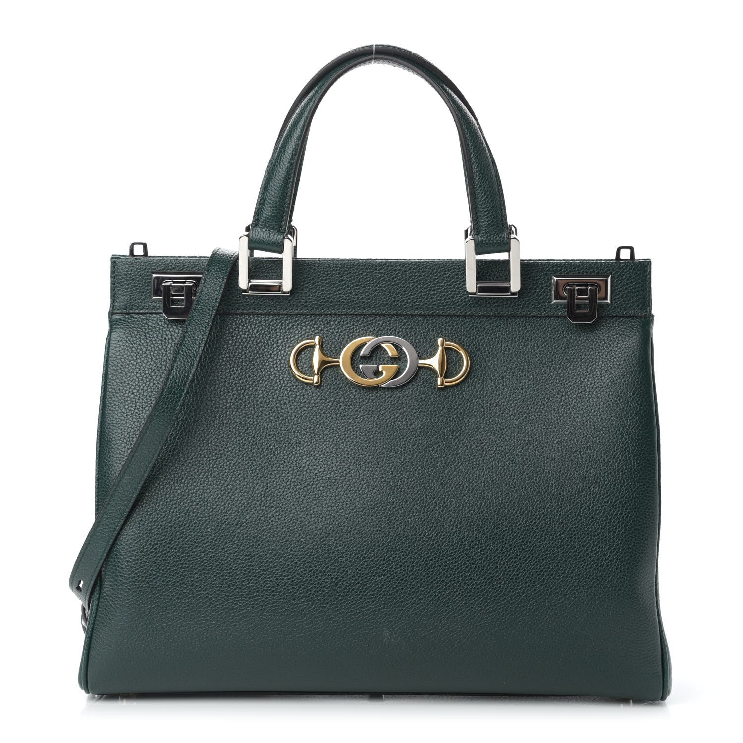 Gucci Grainy Calfskin Medium Zumi Top Handle Bag Vintage Green 1 of 10