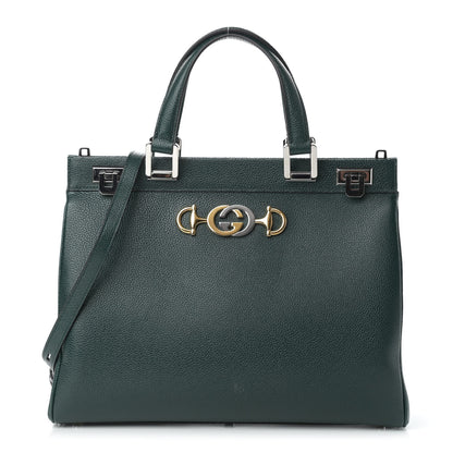Gucci Grainy Calfskin Medium Zumi Top Handle Bag Vintage Green 1 of 10