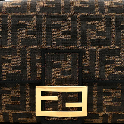 Fendi Fabric Jacquard FF 1974 Medium Baguette Tobacco Moro Black 7 of 10