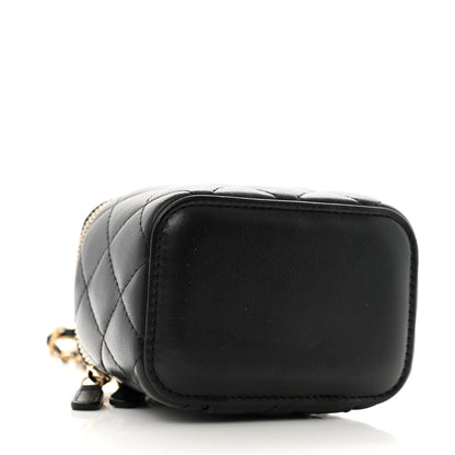Chanel Lambskin Quilted Mini Pearl Crush Vanity Case With Chain Black 4 of 11