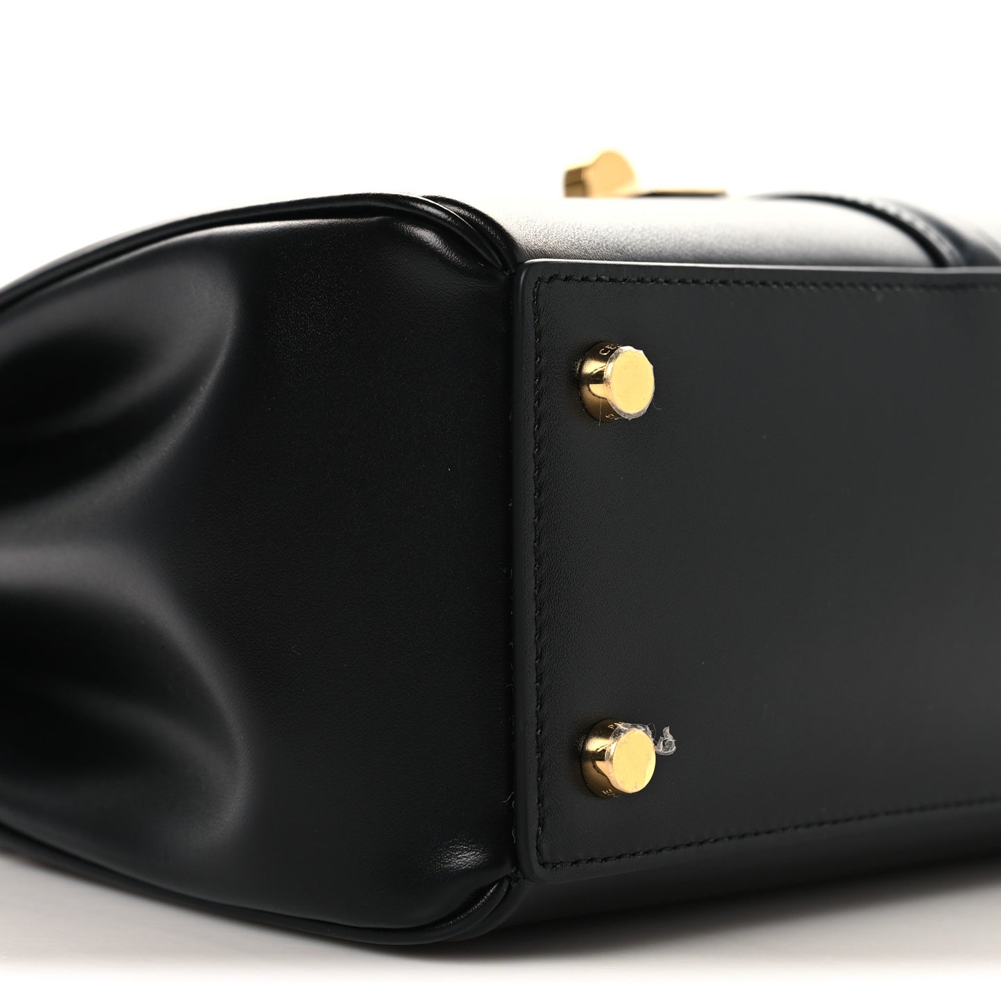 Satinated Calfskin Small 16 Top Handle Bag Black