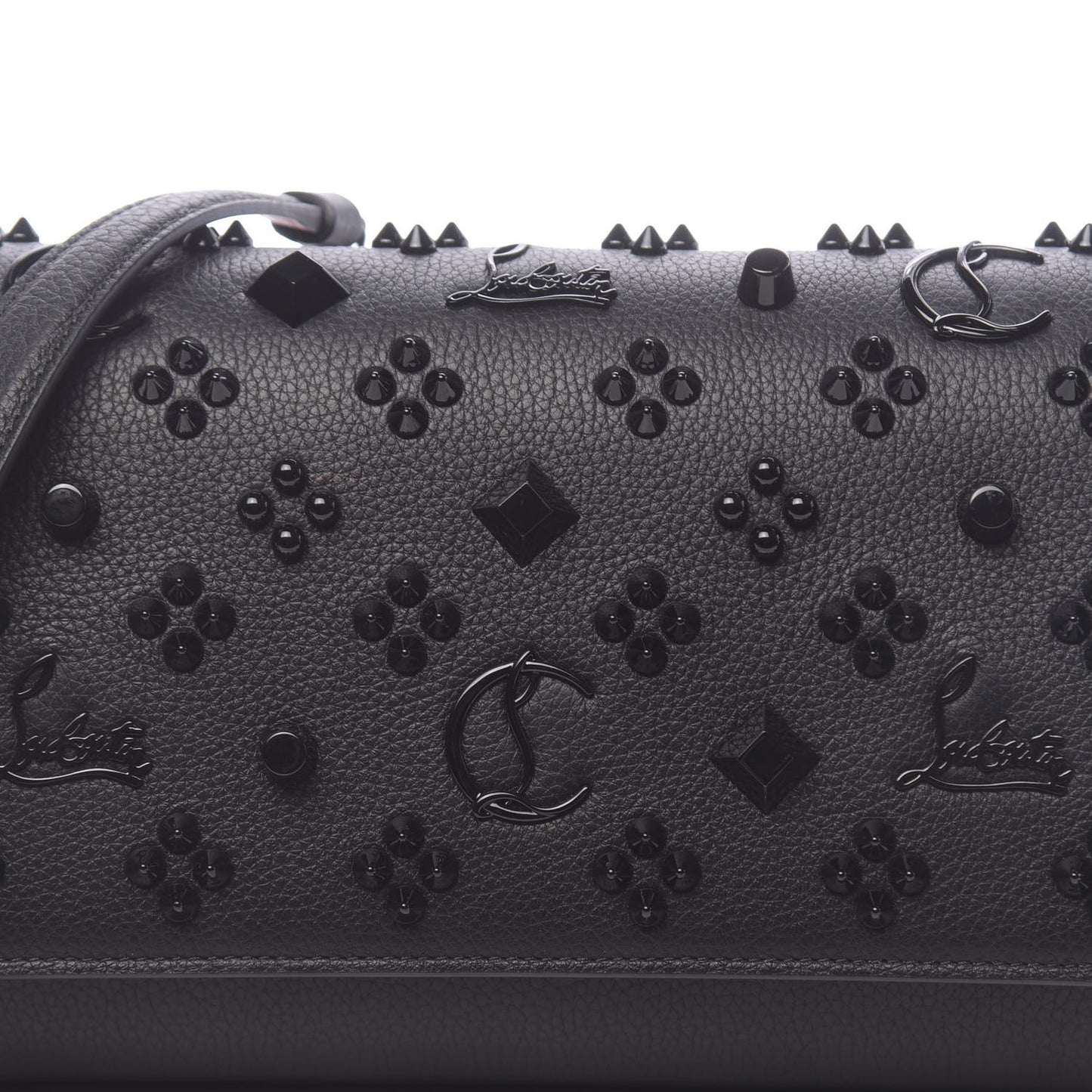 Calfskin Spikes Loubinthesky Paloma Clutch Black