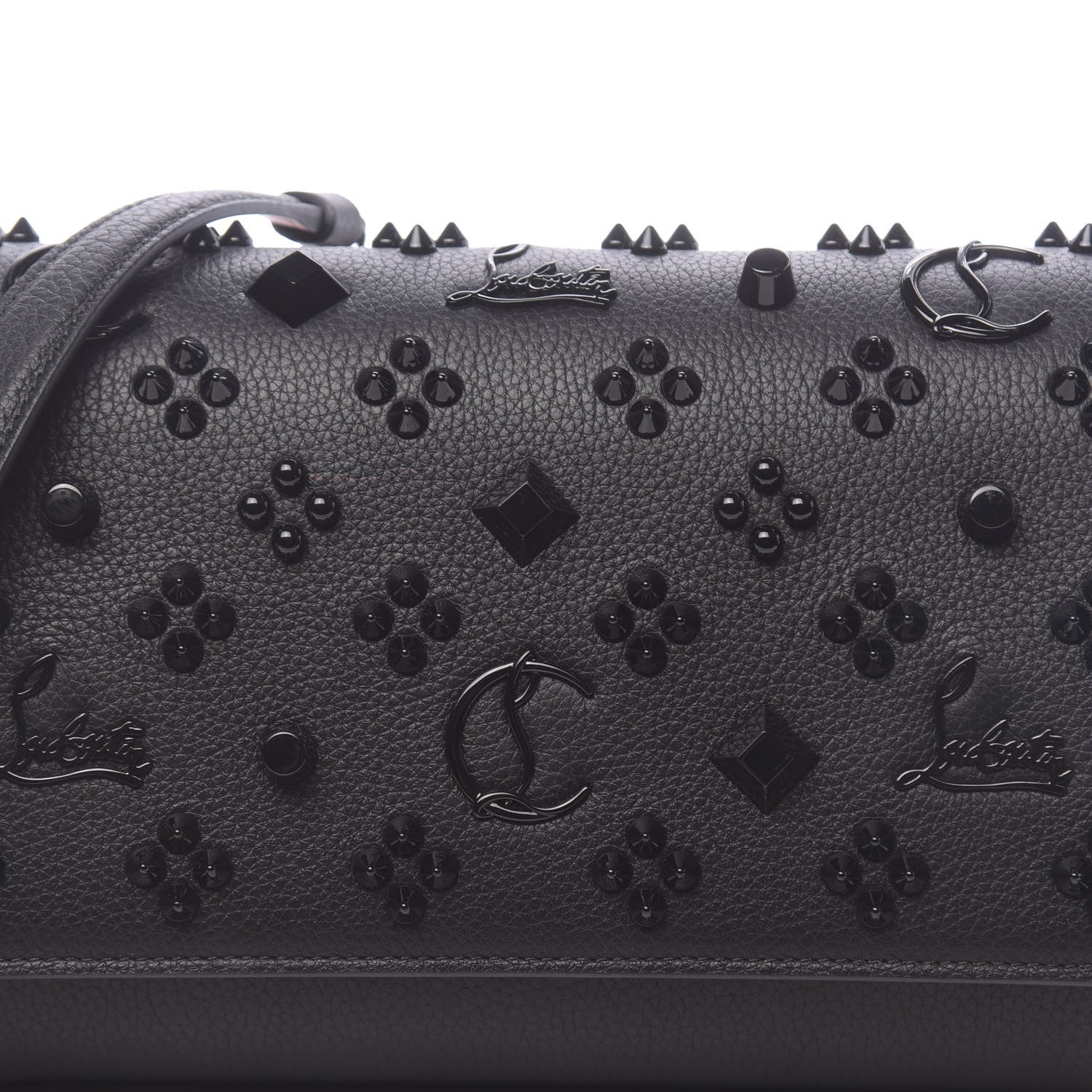 Christian Louboutin Calfskin Spikes Loubinthesky Paloma Clutch Black 10 of 12