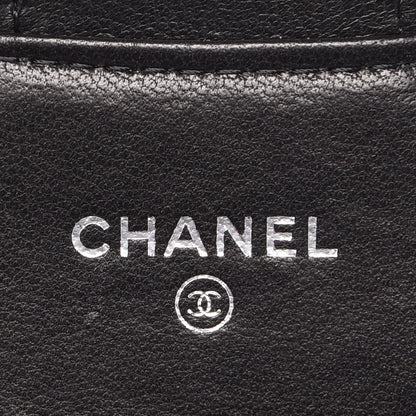 Chanel Aged Calfskin Chevron Quilted Card Holder Wallet Black 8 of 9