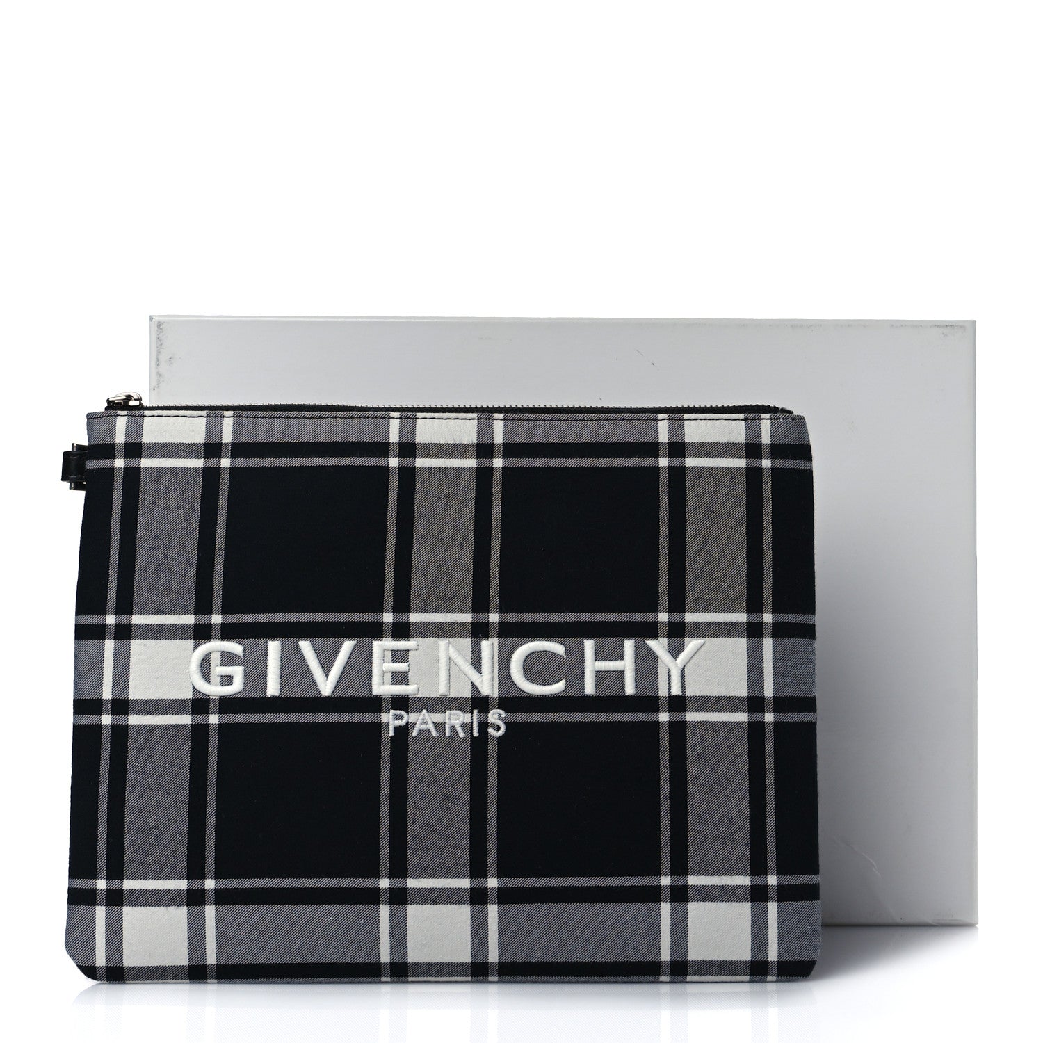 Givenchy Canvas Logo Plaid Pouch Black White 11 of 11