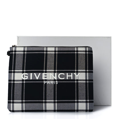 Givenchy Canvas Logo Plaid Pouch Black White 11 of 11