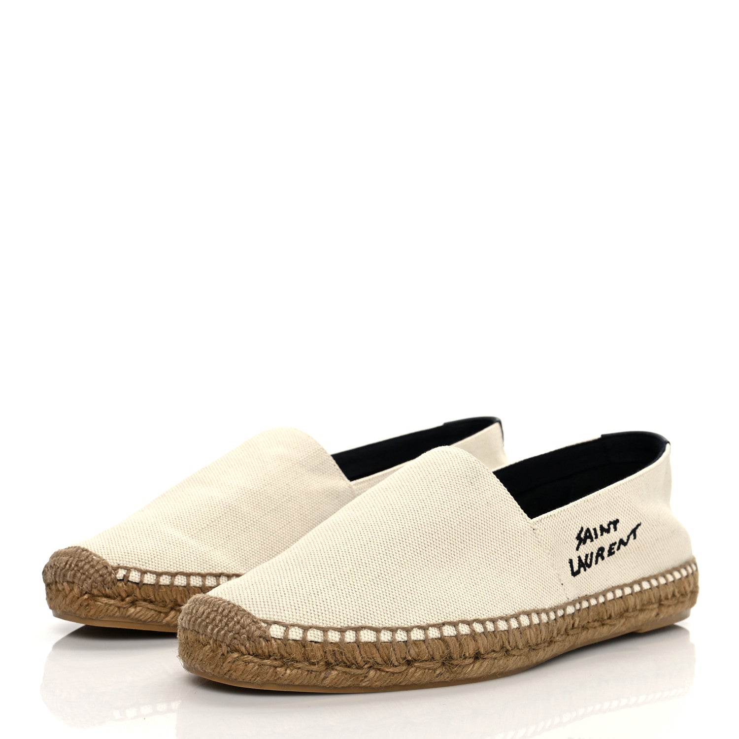 Saint Laurent Canvas Nappa Elba Light Logo Embroidered Espadrilles 42 Ecru 2 of 10