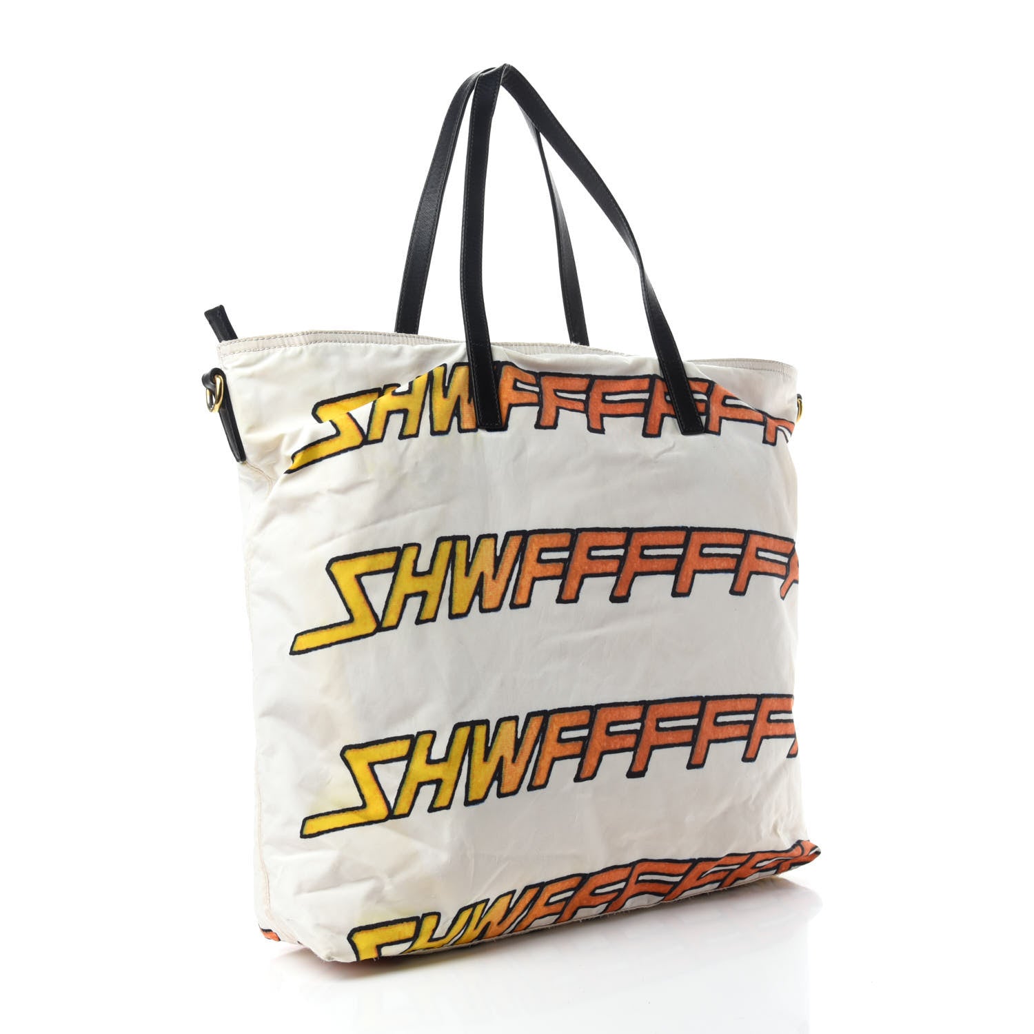 Prada Tessuto Stampato Nylon Saffiano Tote White 3 of 14