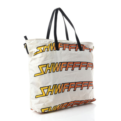 Prada Tessuto Stampato Nylon Saffiano Tote White 3 of 14
