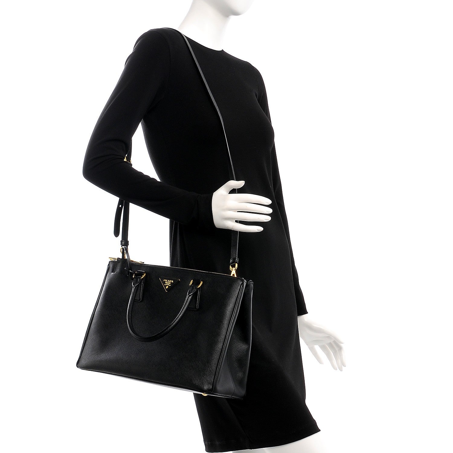 Prada Saffiano Medium Galleria Double Zip Tote Black 2 of 9