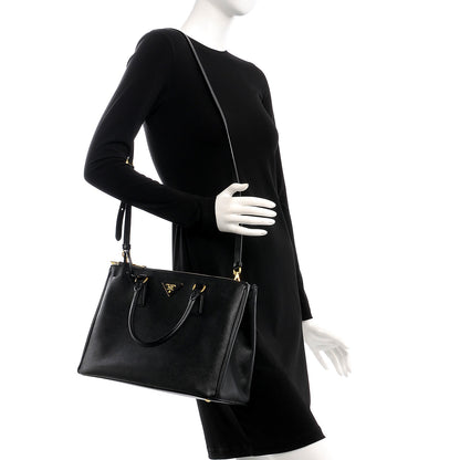 Prada Saffiano Medium Galleria Double Zip Tote Black 2 of 9