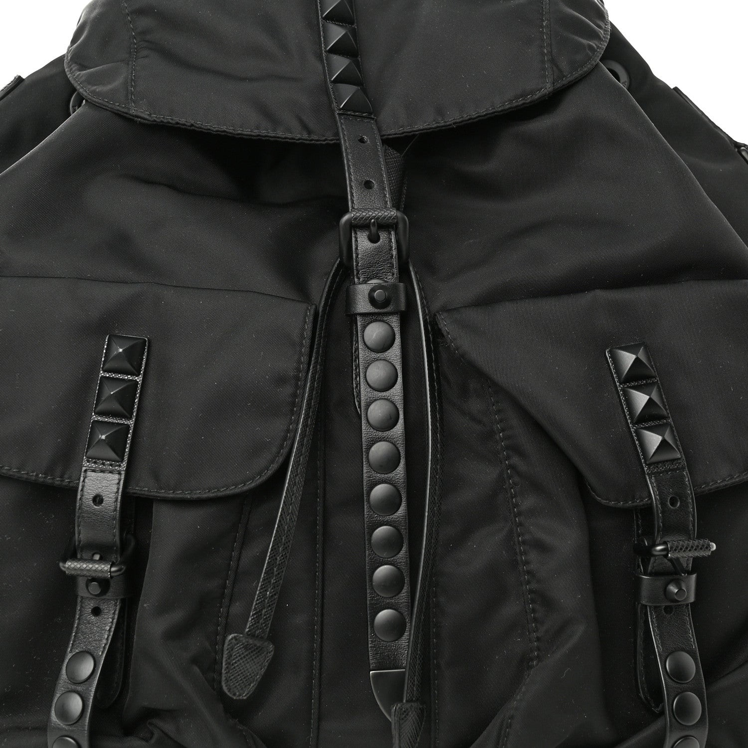 Prada Nylon New Vela Monochrome Studded Backpack Black 7 of 9