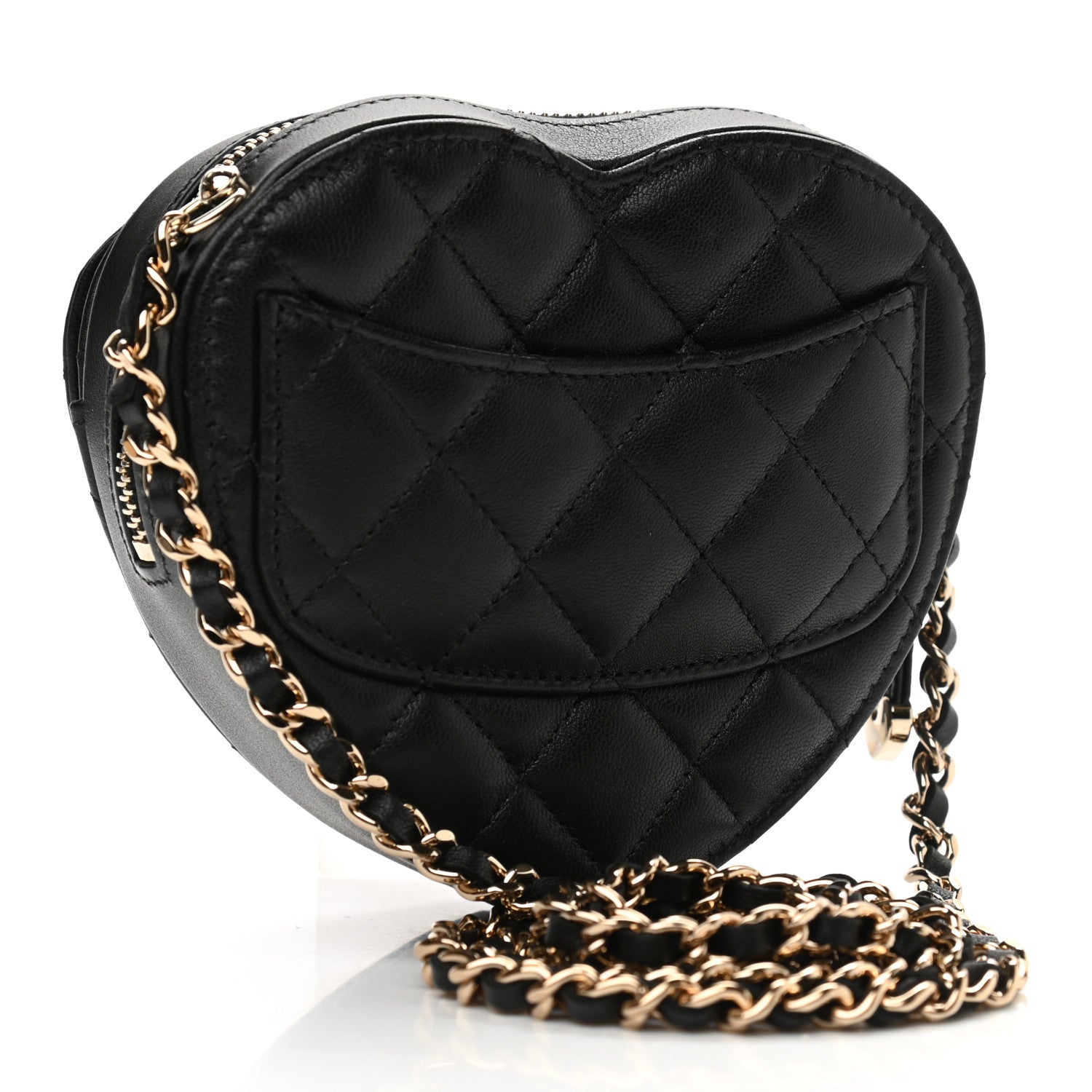 Chanel Lambskin Quilted CC In Love Heart Clutch With Chain Black 3 of 11