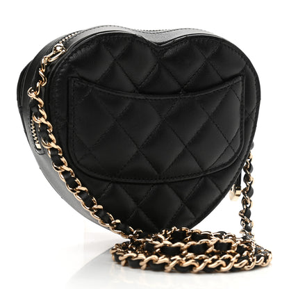 Chanel Lambskin Quilted CC In Love Heart Clutch With Chain Black 3 of 11