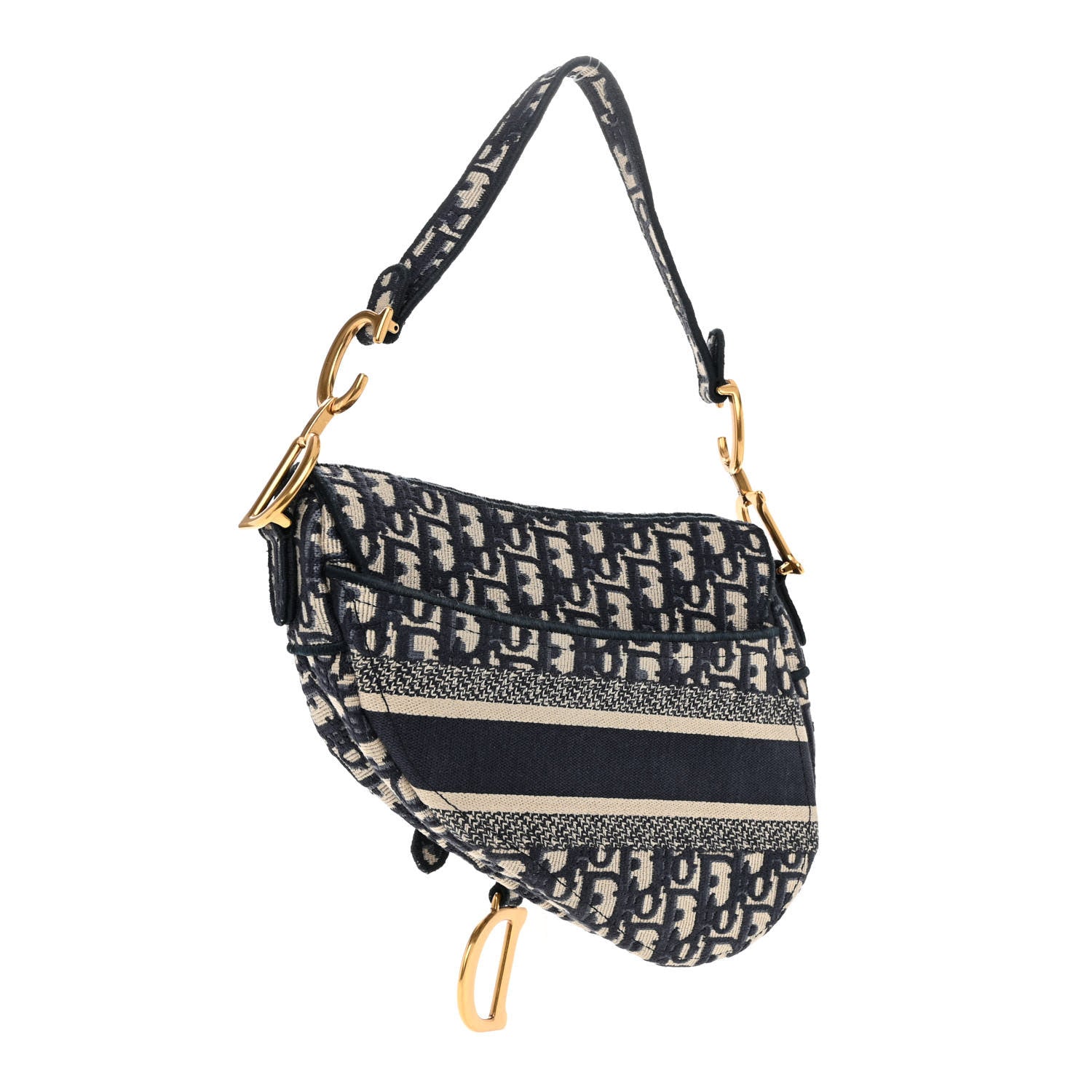 Christian Dior Oblique Embroidered Saddle Bag Blue 3 of 10