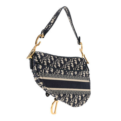 Christian Dior Oblique Embroidered Saddle Bag Blue 3 of 10