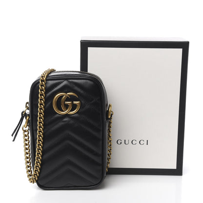 Gucci Calfskin Matelasse Mini GG Marmont Crossbody Bag Black 10 of 10