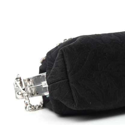 Dolce & Gabbana Satin Lace Crystal Embellished Plexis Glass Chain Clutch Black 6 of 9