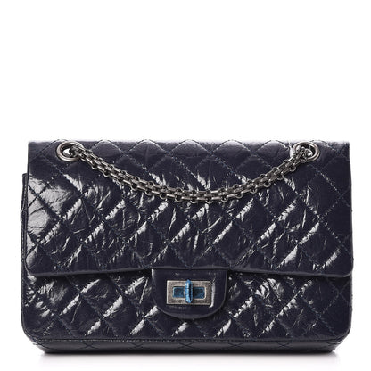 Chanel Glazed Calfskin Quilted 2.55 Reissue 225 Flap Dark Navy Blue 1 of 7