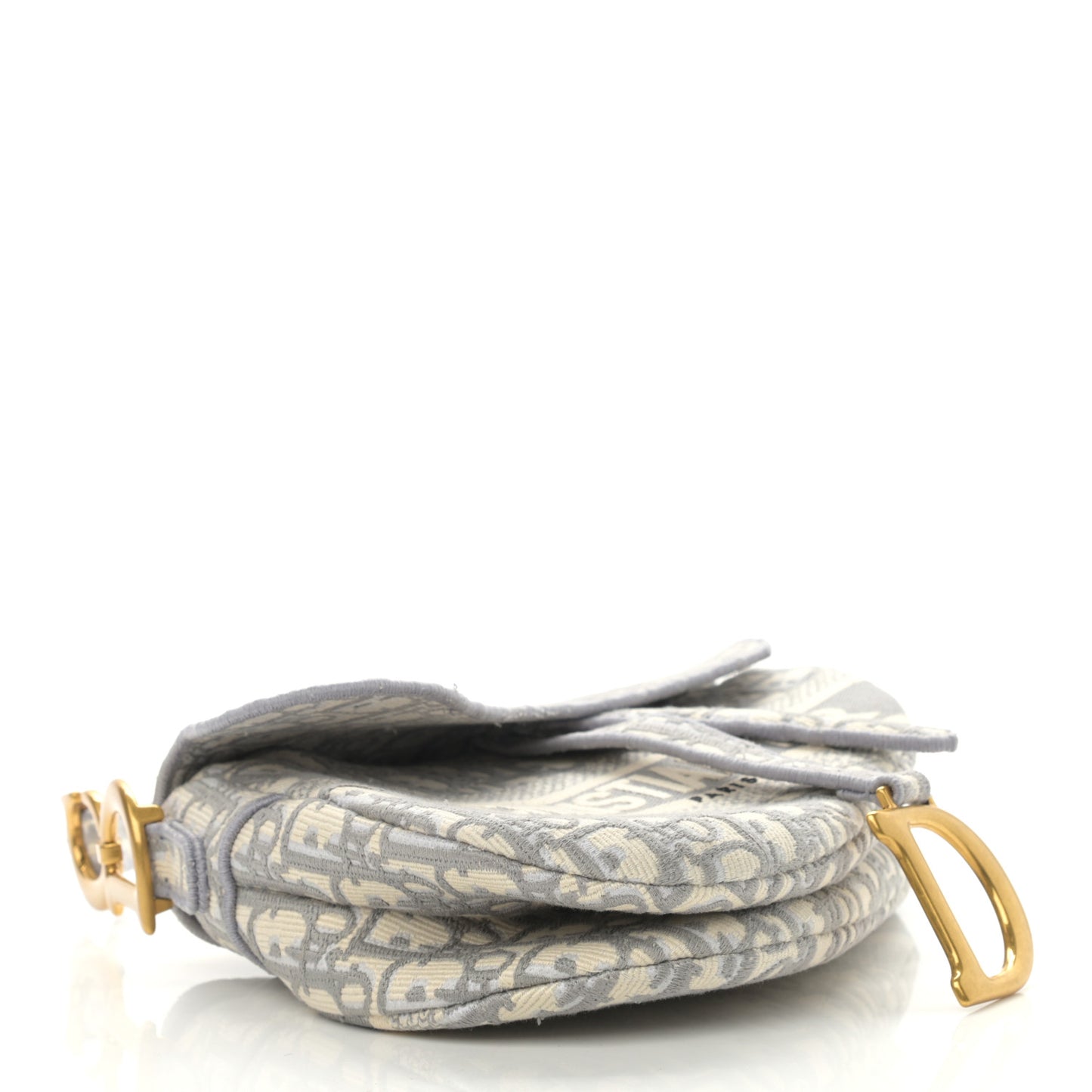 Oblique Embroidered Saddle Bag Gray