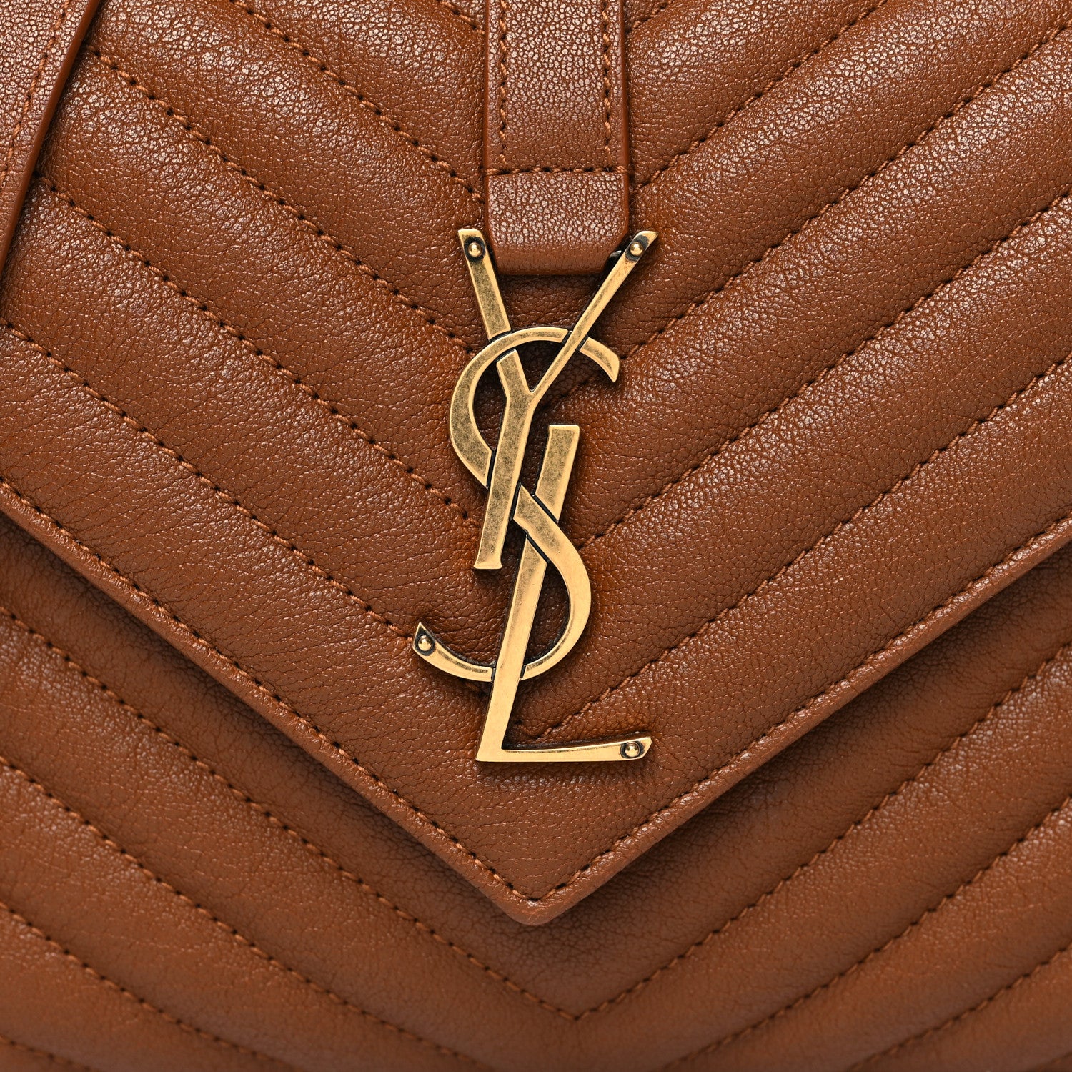 Saint Laurent Sheepskin Matelasse Chevron Monogram Medium College Bag Brick 8 of 10
