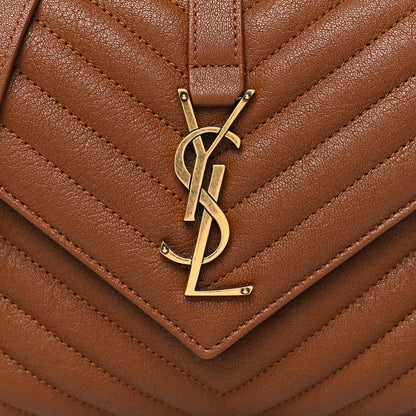 Saint Laurent Sheepskin Matelasse Chevron Monogram Medium College Bag Brick 8 of 10