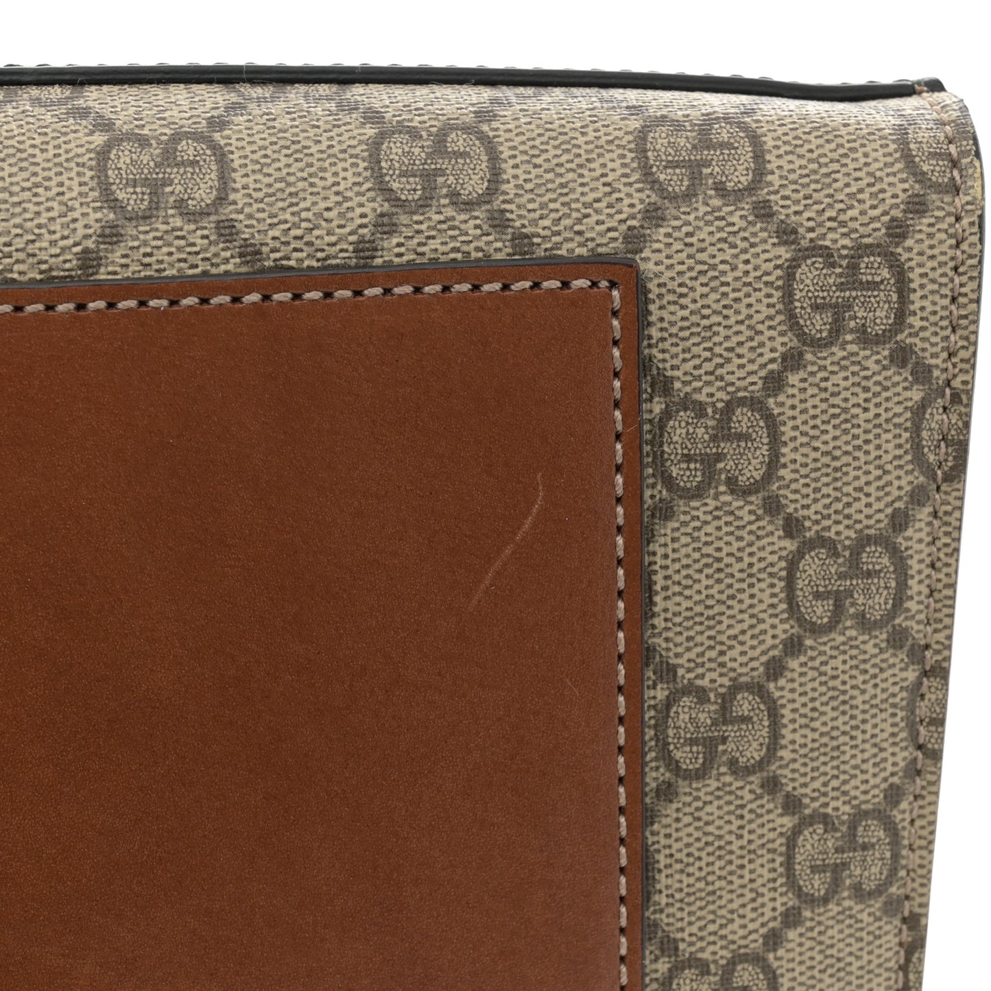 GG Supreme Monogram Calfskin Medium Padlock Shoulder Bag Beige Black Cuir