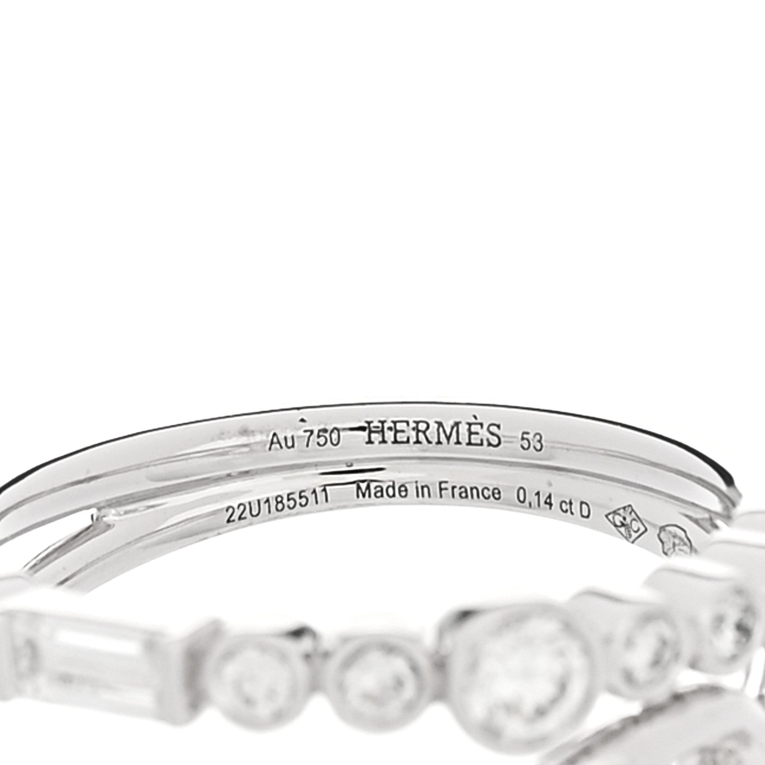 Hermes 18K White Gold Diamond Chaine D'Ancre Fancy Chaos Ring 53 6.5 4 of 5
