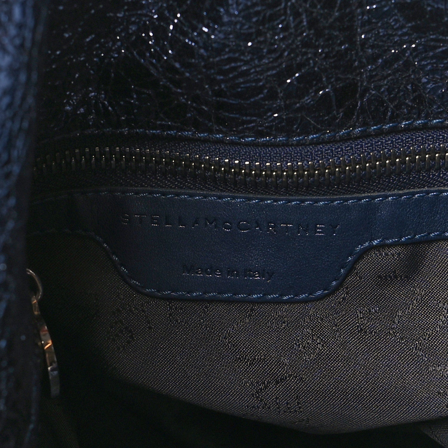 Stella McCartney Metallic Crackle Falabella Fold Over Tote Navy 6 of 10