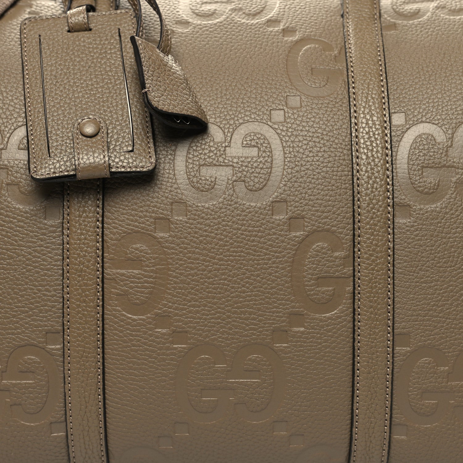 Gucci Piuma Calfskin Jumbo GG Embossed Large Duffle Bag Good Taupe 8 of 12