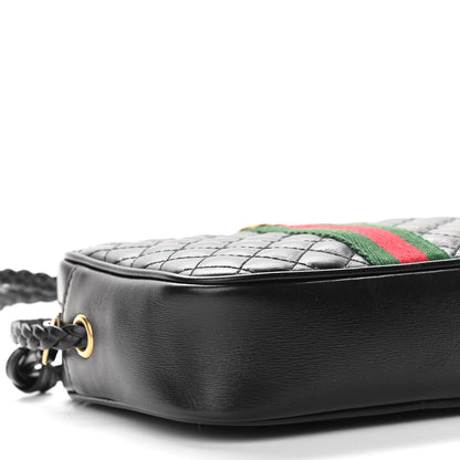 Gucci Calfskin Trapuntata Web Mini GG Shoulder Bag Black 9 of 11