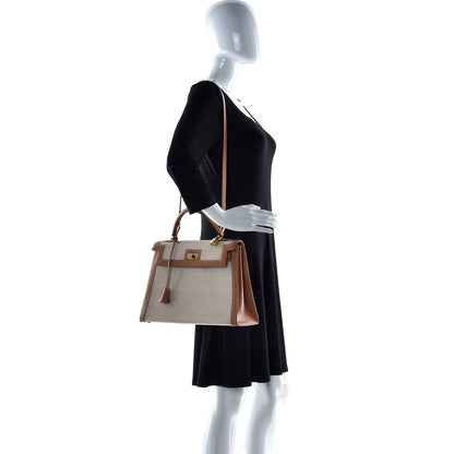 Hermes Peau Porc Toile Kelly Sellier 32 Gold 3 of 29