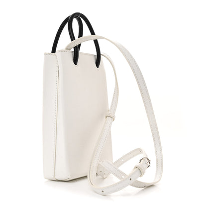 Balenciaga Squared Calfskin Logo Shopping Phone Holder Bag White 3 of 11