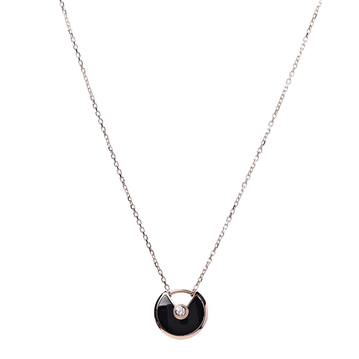 Cartier 18K Pink Gold Diamond Black Onyx XS Amulette de Cartier Pendant Necklace 1 of 8