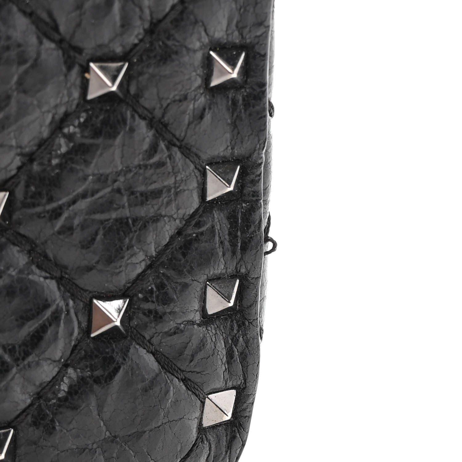 Valentino Garavani Craquele Nappa Small Rockstud Spike Shoulder Bag Black 11 of 15