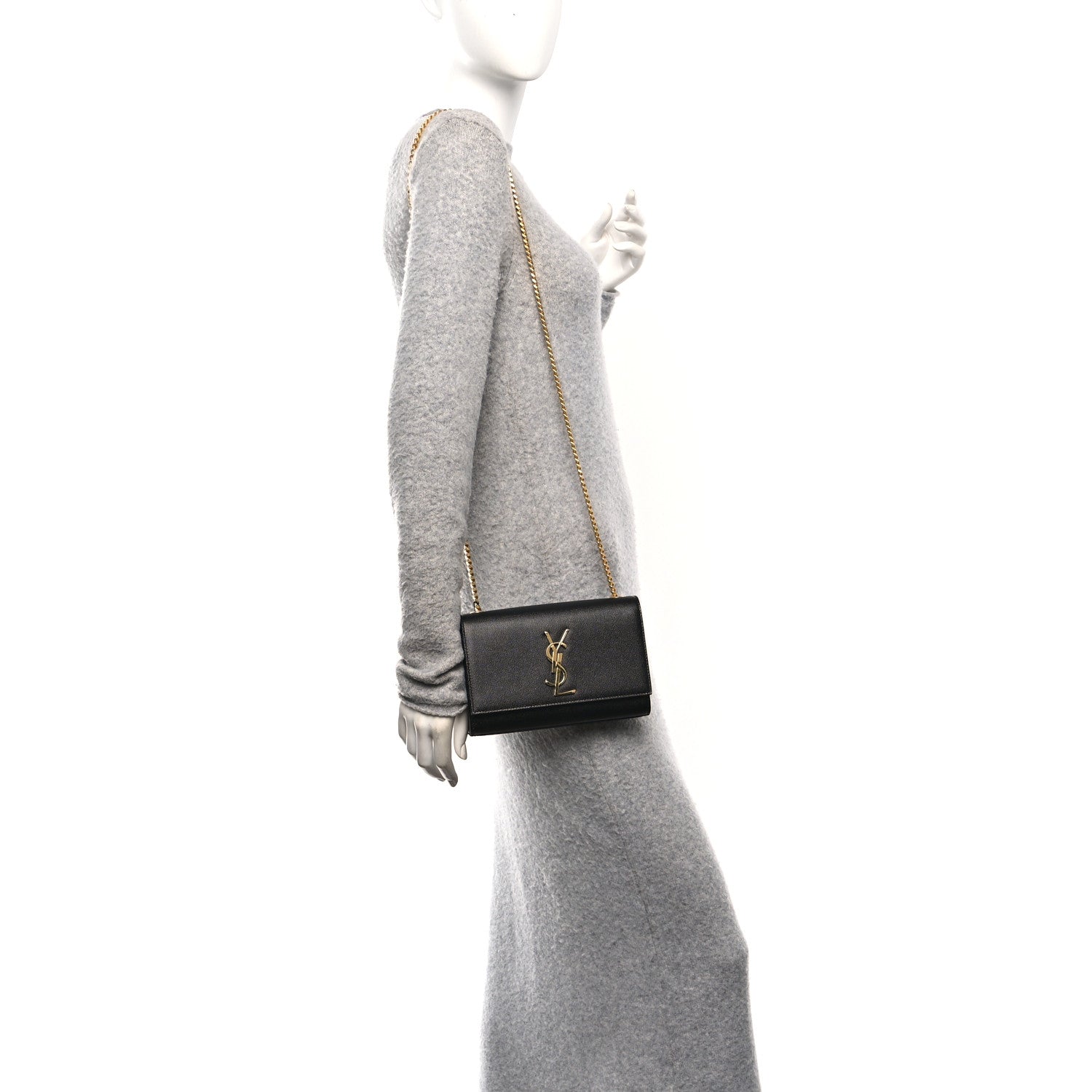 Saint Laurent Grain De Poudre Small Monogram Kate Satchel Black 2 of 12