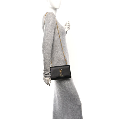 Saint Laurent Grain De Poudre Small Monogram Kate Satchel Black 2 of 12