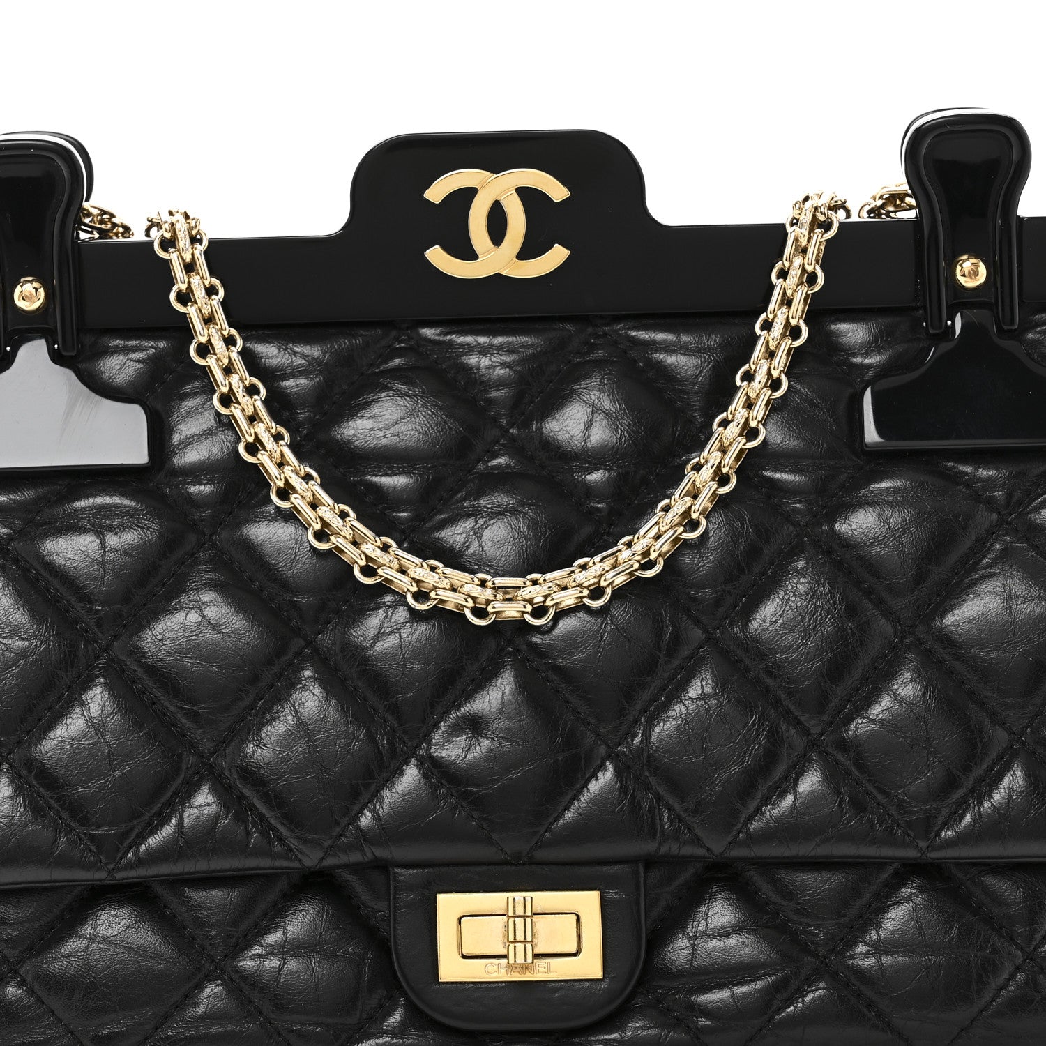 Chanel Aged Calfskin Quilted 2.55 Reissue 225 Hanger Flap Black 9 of 11