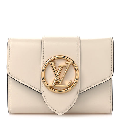 Louis Vuitton Smooth Calfskin LV Pont 9 Compact Wallet Creme 1 of 8