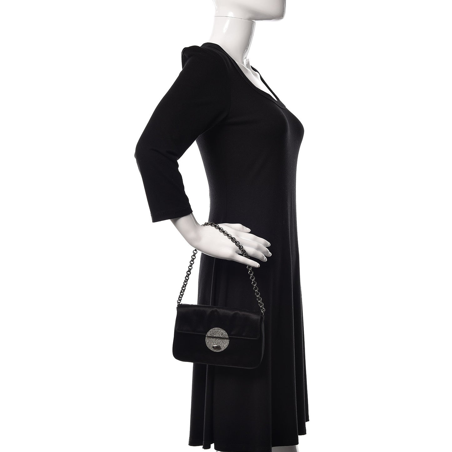 Satin Crystal Clutch Black